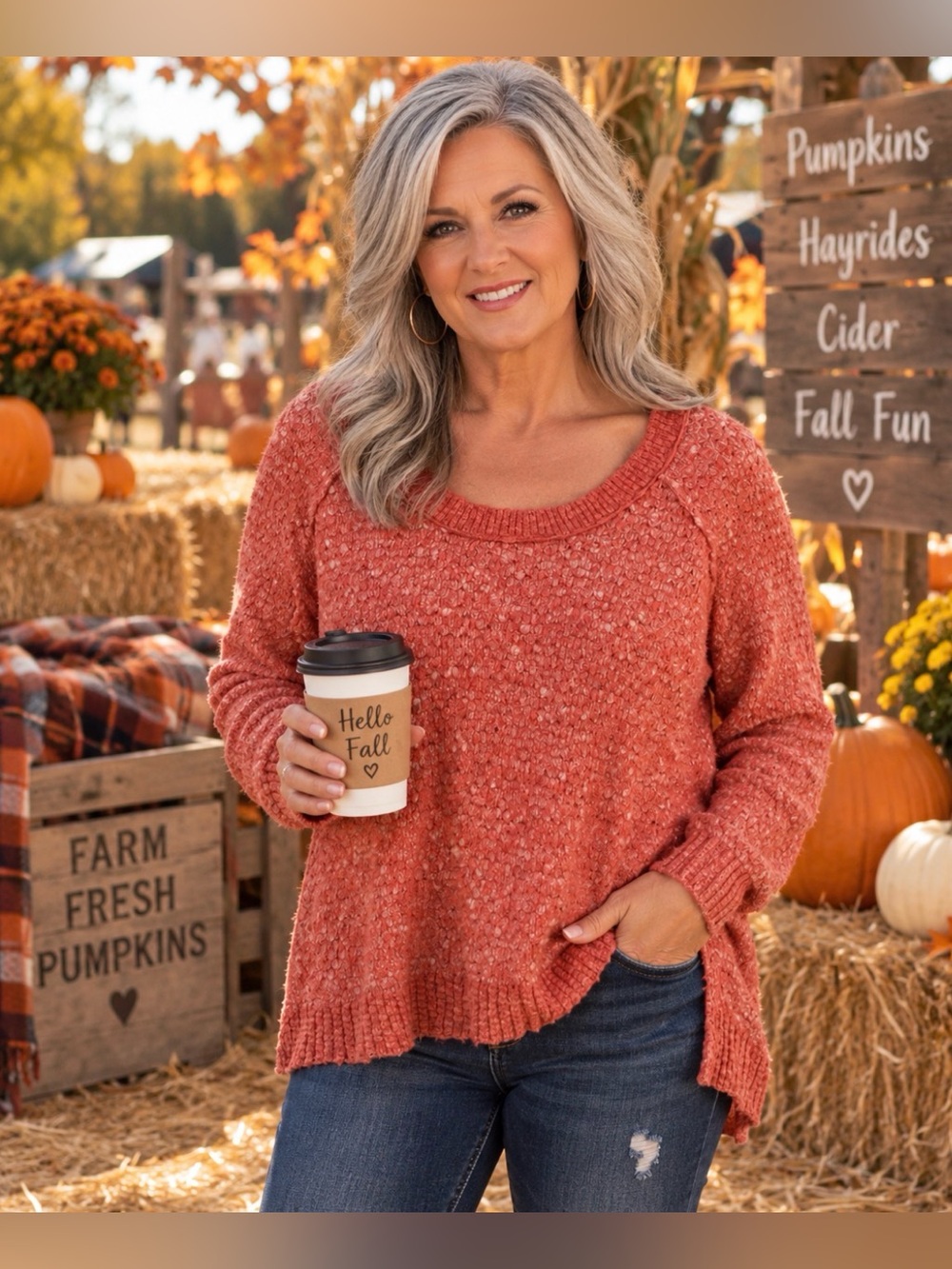 Free People Womens Red/OrangeChunky Long Sleeve Wool Blend Pullover Sweater Sm